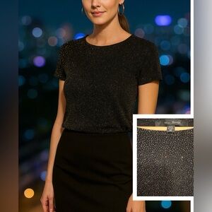 sparkle women’s party top short sleeve black new size medium boho gift
